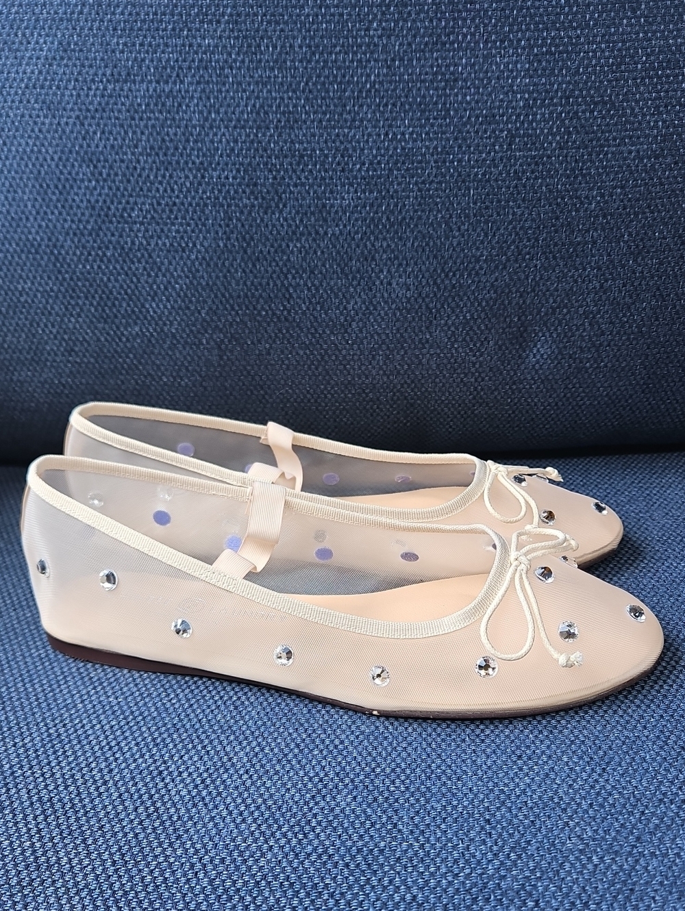 Chinese Laundry Adette Nude Crystal Mesh Ballet Flats Women's 7.5 New w/o box